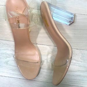 Clear block heels